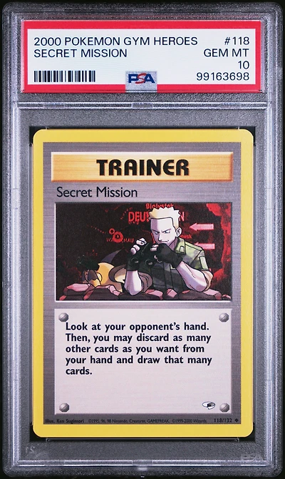 2000 Pokemon Gym Heroes 118 Secret Mission PSA 10