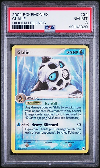 2004 Pokemon Ex Hidden Legends 34 Glalie PSA 8