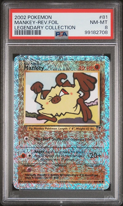 2002 Pokemon Legendary Collection 81 Mankey-reverse Foil PSA 8