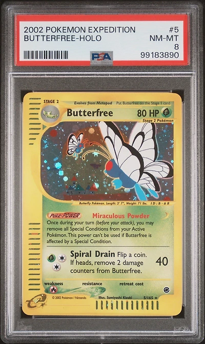 2002 Pokemon Expedition 5 Butterfree-holo PSA 8