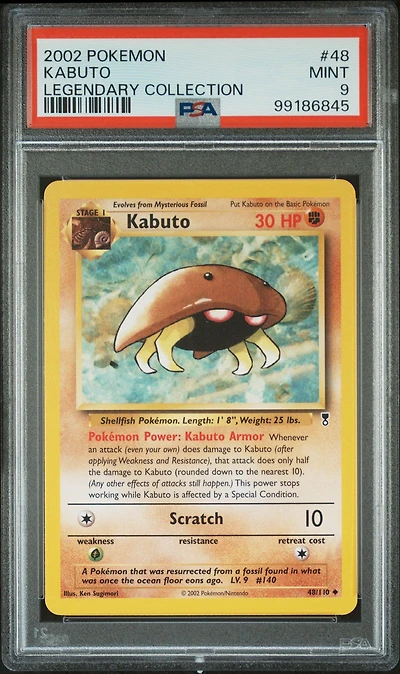 2002 Pokemon Legendary Collection 48 Kabuto PSA 9