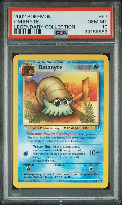 2002 Pokemon Legendary Collection 57 Omanyte PSA 10