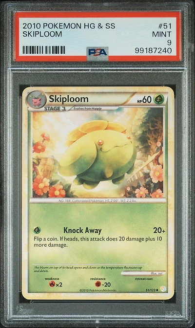 2010 Pokemon Heartgold & Soulsilver 51 Skiploom PSA 9