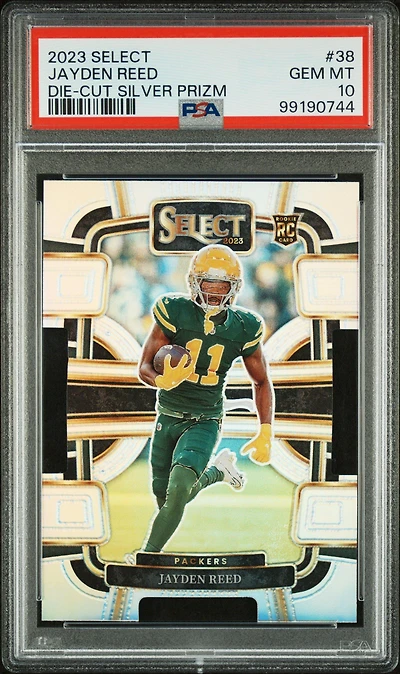 2023 Panini Select 38 Jayden Reed Die-cut Silver Prizm PSA 10