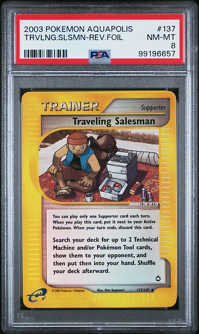 2003 Pokemon Aquapolis 137 Traveling Salesman-reverse Foil PSA 8