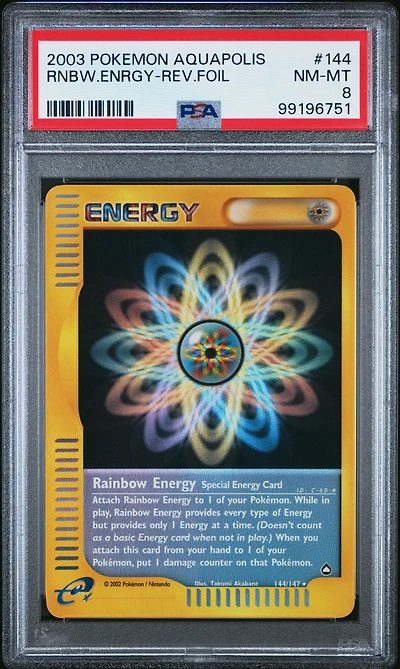 2003 Pokemon Aquapolis 144 Rainbow Energy-reverse Foil PSA 8