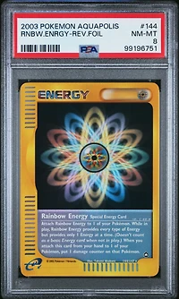 2003 Pokemon Aquapolis 144 Rainbow Energy-reverse Foil PSA 8