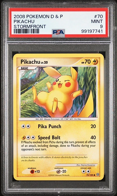 2008 Pokemon Diamond & Pearl Stormfront 70 Pikachu PSA 9