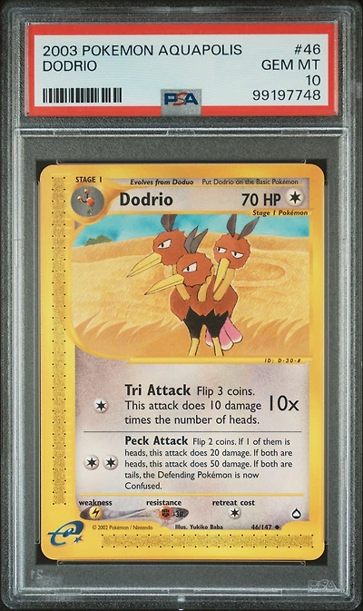 2003 Pokemon Aquapolis 46 Dodrio PSA 10