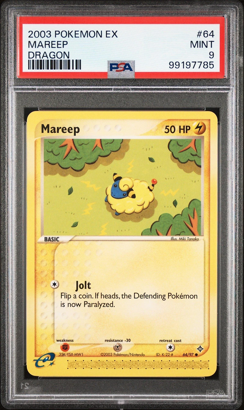 2003 Pokemon Ex Dragon 64 Mareep PSA 9