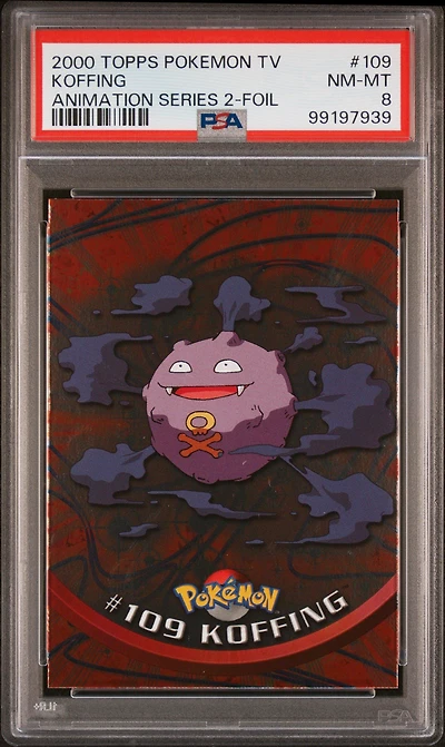 2000 Topps Pokemon Tv Animation Series 2 109 Koffing Foil PSA 8