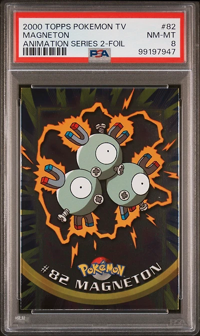 2000 Topps Pokemon Tv Animation Series 2 82 Magneton Foil PSA 8
