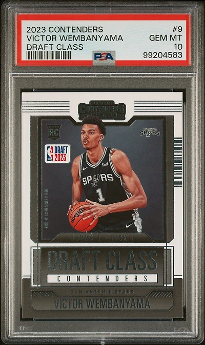2023 Panini Contenders 2023 Draft Class Contenders 9 Victor Wembanyama PSA 10