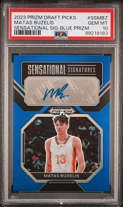 2023 Panini Prizm Draft Picks Sensational Signature Ssmbz Matas Buzelis Blue Prizm PSA 10