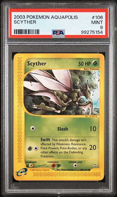2003 Pokemon Aquapolis 106 Scyther PSA 9