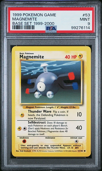 1999 Pokemon Game 53 Magnemite Base Set 1999-2000 PSA