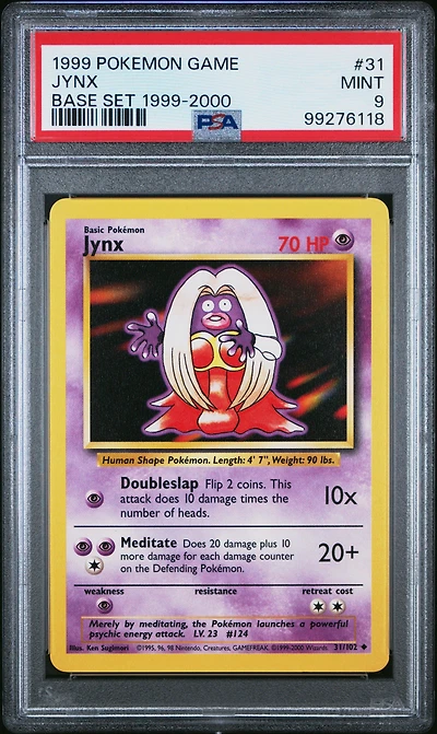 1999 Pokemon Game 31 Jynx Base Set 1999-2000 PSA 9