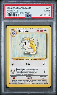 1999 Pokemon Game 40 Raticate Base Set 1999-2000 PSA 9