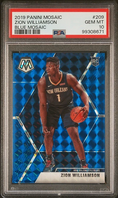 2019 Panini Mosaic 209 Zion Williamson Blue Mosaic PSA 10