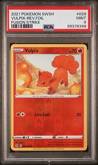 2021 Pokemon Sword & Shield Fusion Strike 028 Vulpix-reverse Foil PSA 9