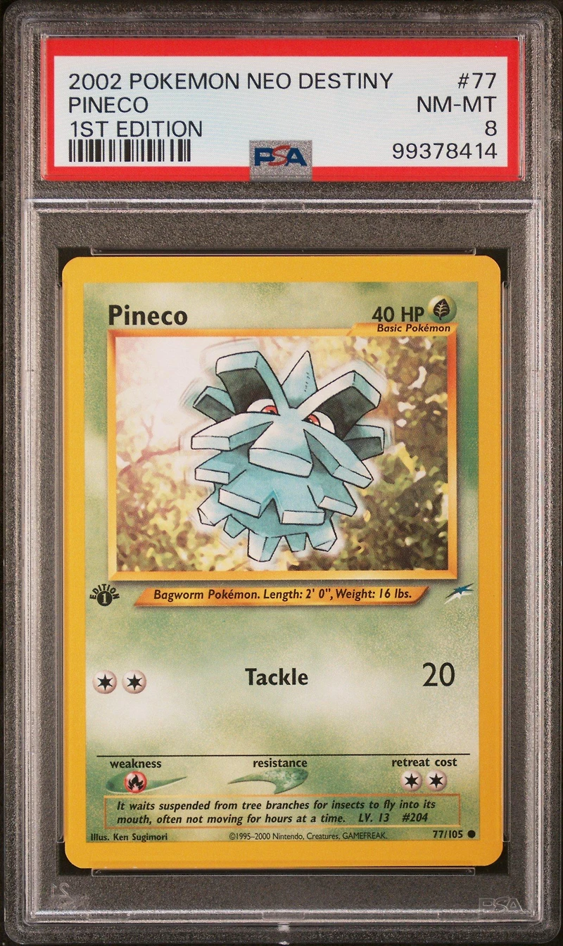 2002 Pokemon Neo Destiny 77 Pineco 1st Edition PSA 8