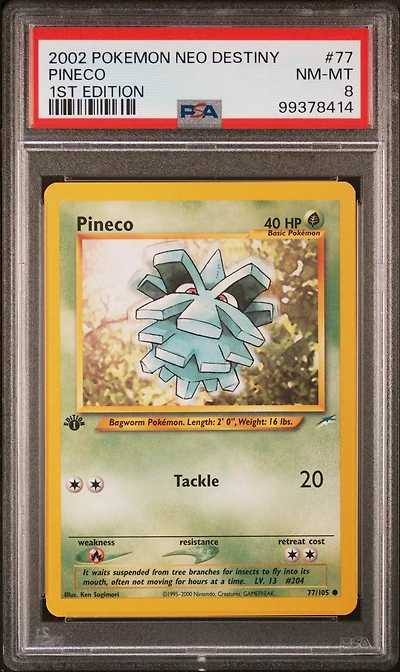 2002 Pokemon Neo Destiny 77 Pineco 1st Edition PSA 8