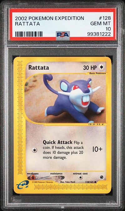 2002 Pokemon Expedition 128 Rattata PSA 10