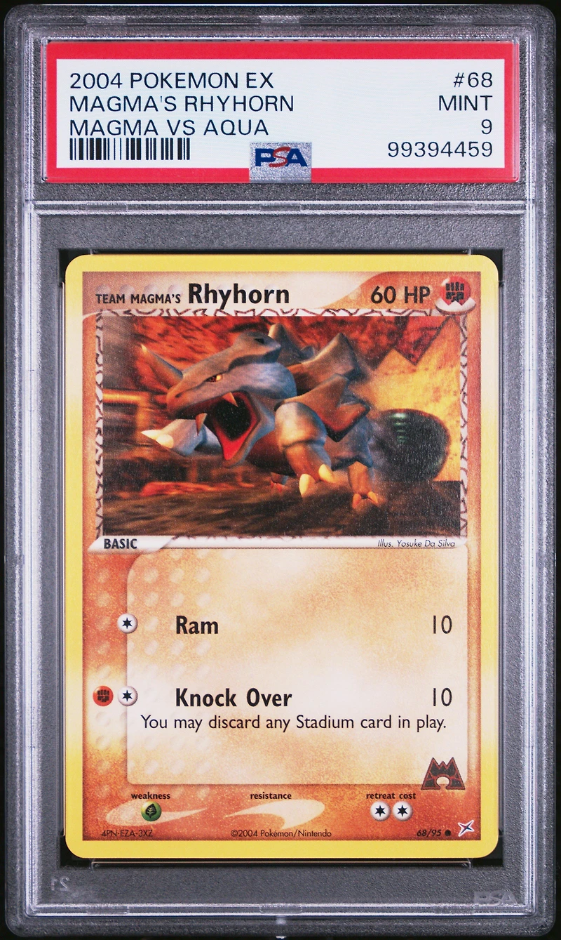 2004 Pokemon Ex Team Magma Vs Team Aqua 68 Team Magma's Rhyhorn PSA 9