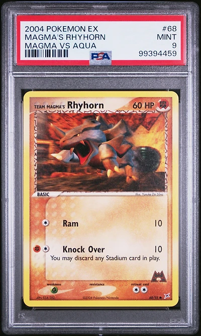 2004 Pokemon Ex Team Magma Vs Team Aqua 68 Team Magma's Rhyhorn PSA 9