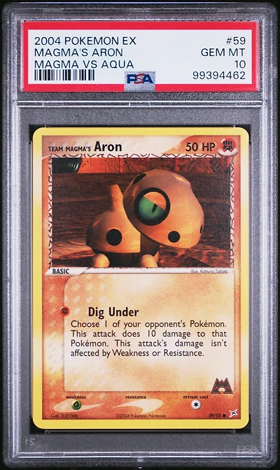 2004 Pokemon Ex Team Magma Vs Team Aqua 59 Team Magma's Aron PSA 10