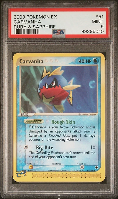 2003 Pokemon Ex Ruby & Sapphire 51 Carvanha PSA 9
