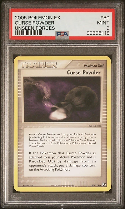 2005 Pokemon Ex Unseen Forces 80 Curse Powder PSA 9