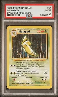 1999 Pokemon Game 54 Metapod Base Set 1999-2000 PSA