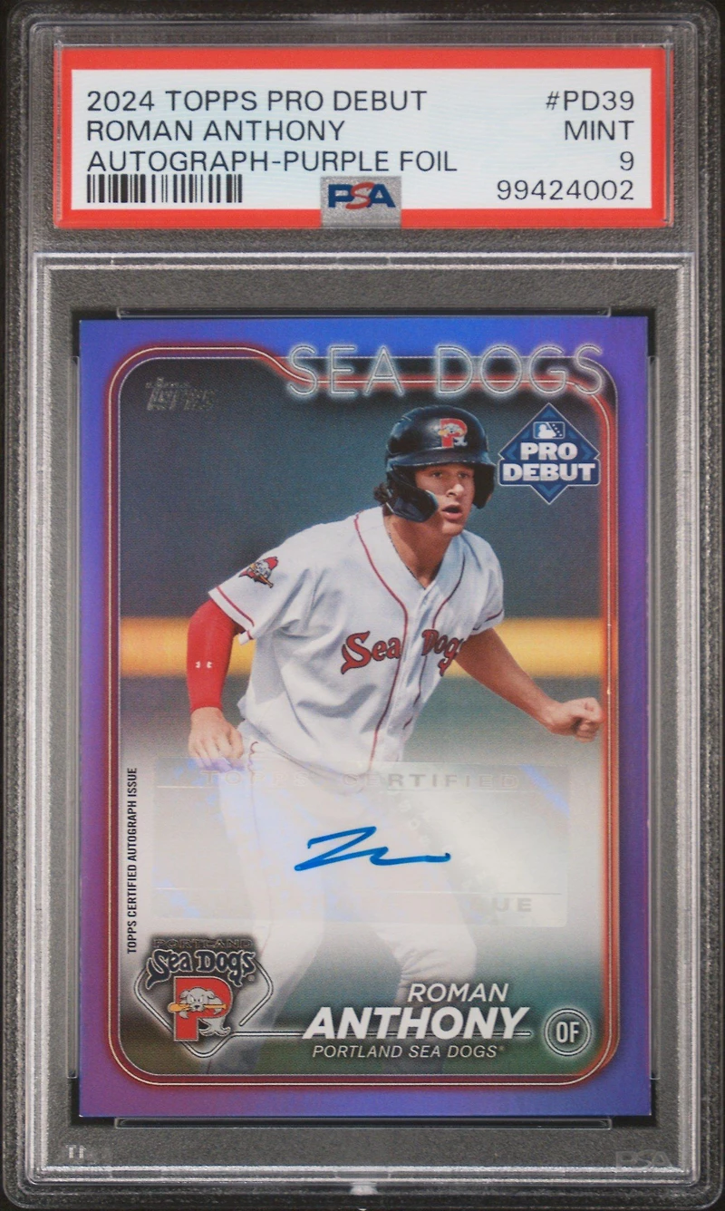 2024 Topps Pro Debut Pd39 Roman Anthony Autograph-purple Foil PSA 9