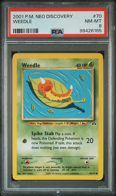 2001 Pokemon Neo Discovery 70 Weedle PSA 8