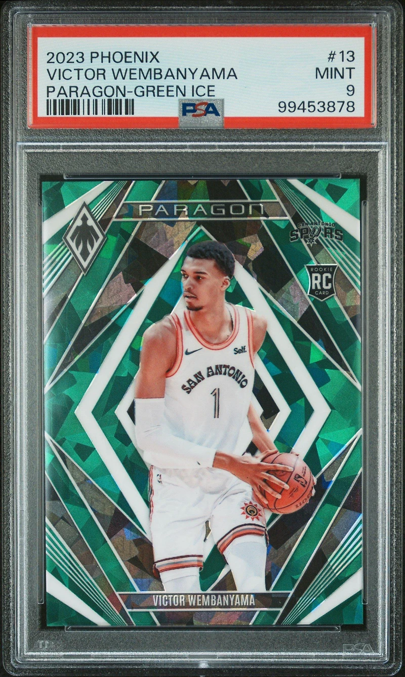 2023 Panini Phoenix Paragon 13 Victor Wembanyama Green Ice PSA 9