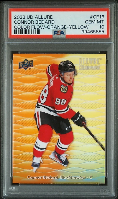 2023 Upper Deck Allure Color Flow Cf16 Connor Bedard Orange-yellow PSA 10