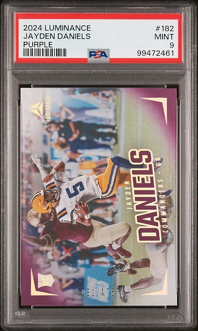 2024 Panini Luminance 182 Jayden Daniels Purple PSA 9