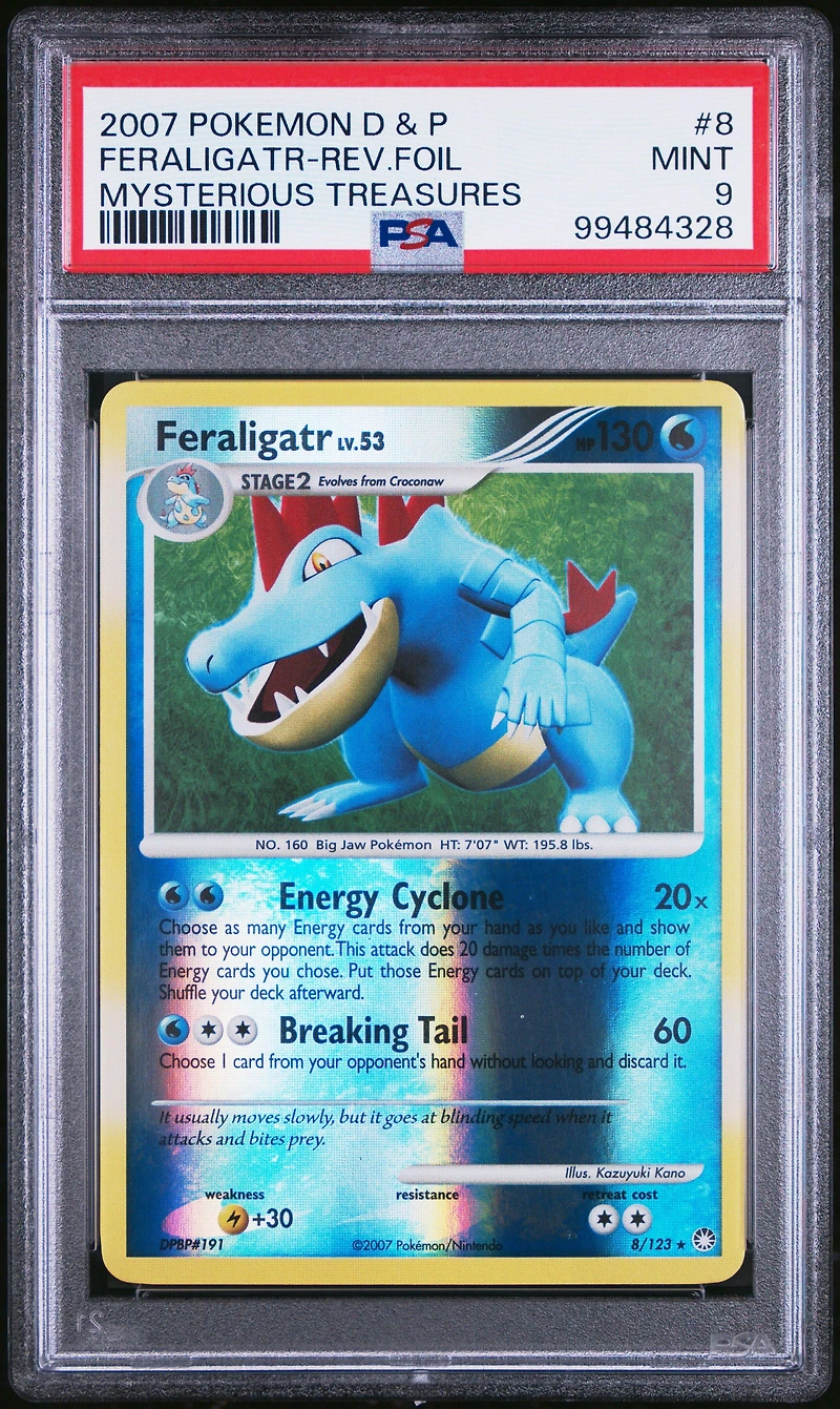 2007 Pokemon Diamond & Pearl Mysterious Treasures 8 Feraligatr-reverse Foil PSA 9