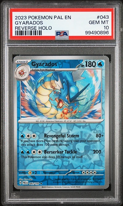 2023 Pokemon Pal En-paldea Evolved 043 Gyarados Reverse Holo PSA 10