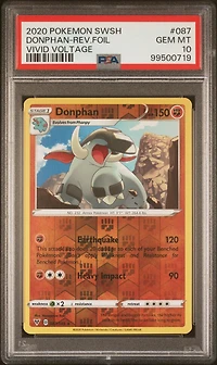 2020 Pokemon Sword & Shield Vivid Voltage 087 Donphan-reverse Foil PSA 10