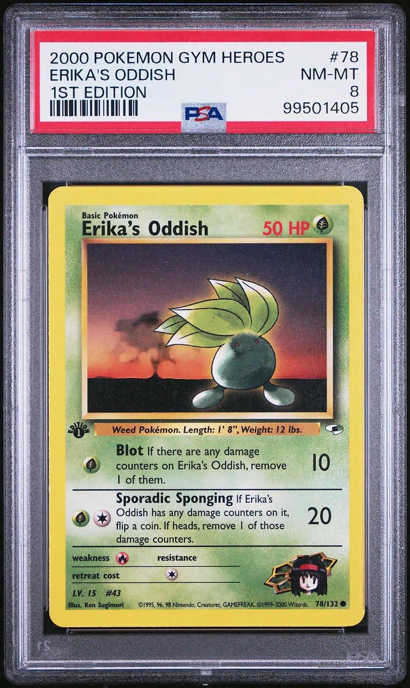 2000 Pokemon Gym Heroes 78 Erika's Oddish 1st Edition PSA 8