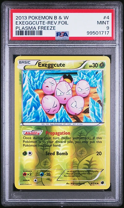 2013 Pokemon Black & White Plasma Freeze 4 Exeggcute-reverse Foil PSA 9