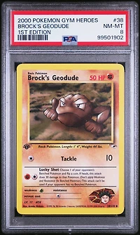 2000 Pokemon Gym Heroes 38 Brock's Geodude 1st Edition PSA 8