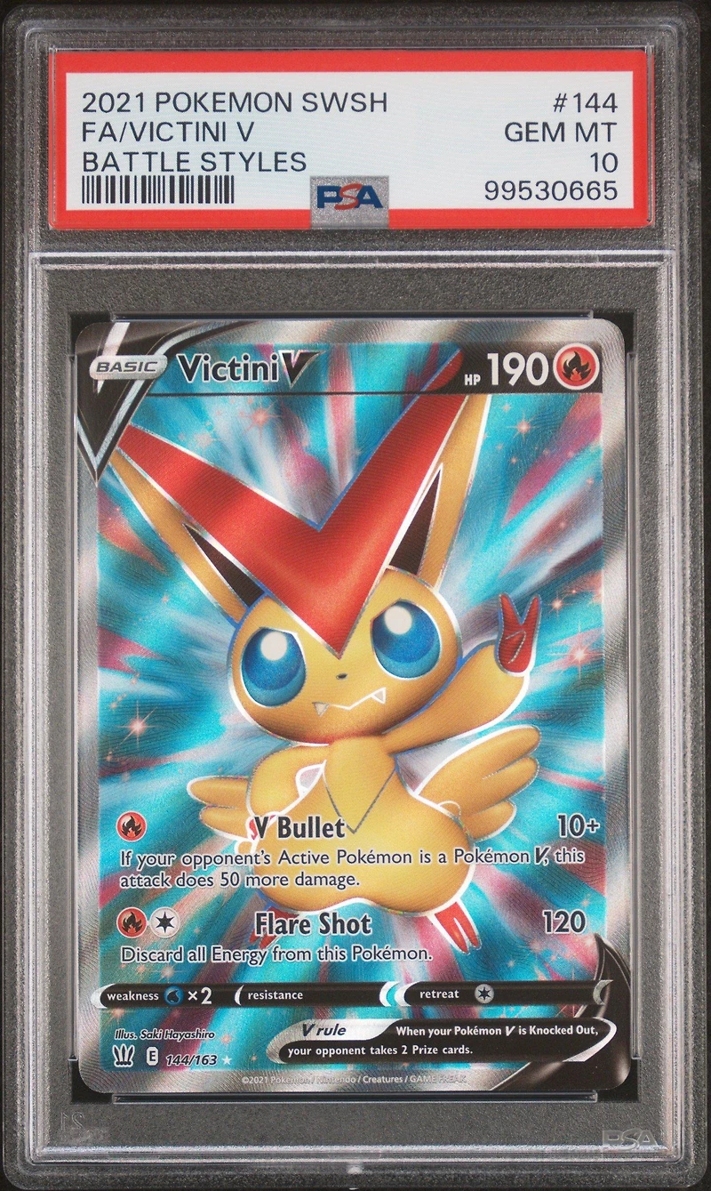 2021 Pokemon Sword & Shield Battle Styles 144 Full Art/victini V PSA 10