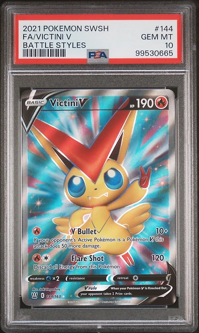 2021 Pokemon Sword & Shield Battle Styles 144 Full Art/victini V PSA 10