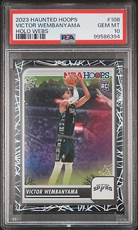 2023 Panini Haunted Hoops 108 Victor Wembanyama Holo Webs PSA 10