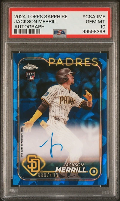 2024 Topps Chrome Sapphire Chrome Sapphire Autographs Csajme Jackson Merrill PSA 10