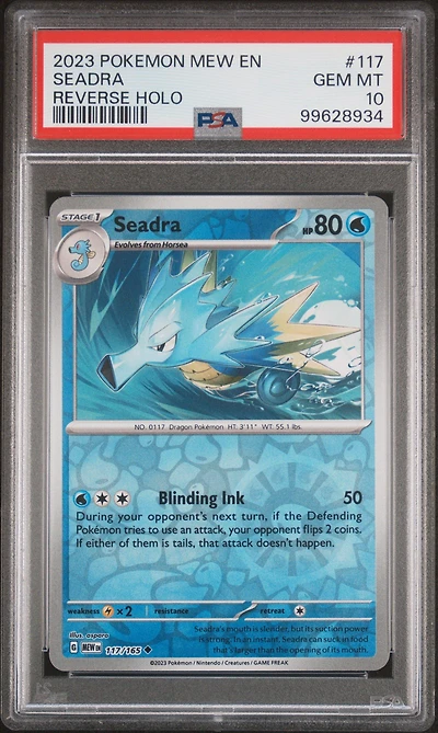 2023 Pokemon Mew En-151 117 Seadra Reverse Holo PSA 10