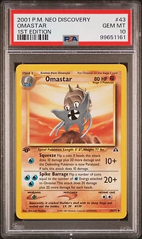 2001 Pokemon Neo Discovery 43 Omastar 1st Edition PSA